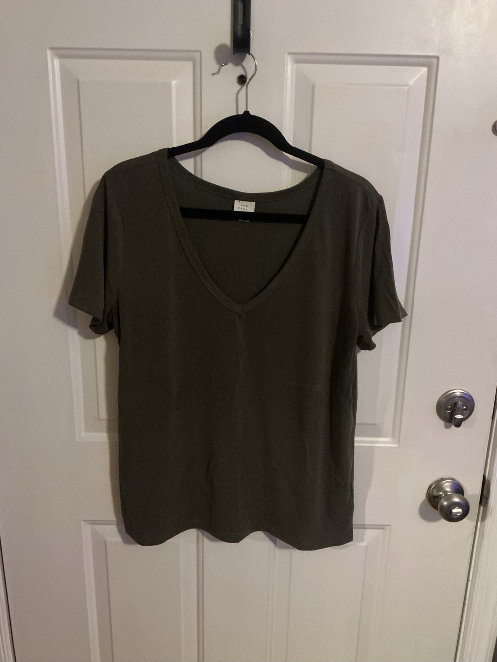 a new day Olive Green V-Neck Short Sleeve Tee
